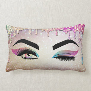 Coussin Rectangle Jeu d'or Wink Oeil Long Lashes Artiste maquillage