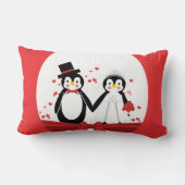 Coussin Rectangle Jeune mariée de pingouin et carreau mignons de (Verso)