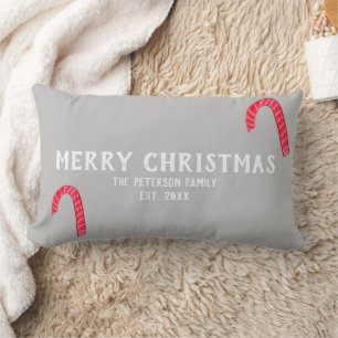 Coussin Rectangle Joie de l'arbre de Noël Canneberges Nom de la fami