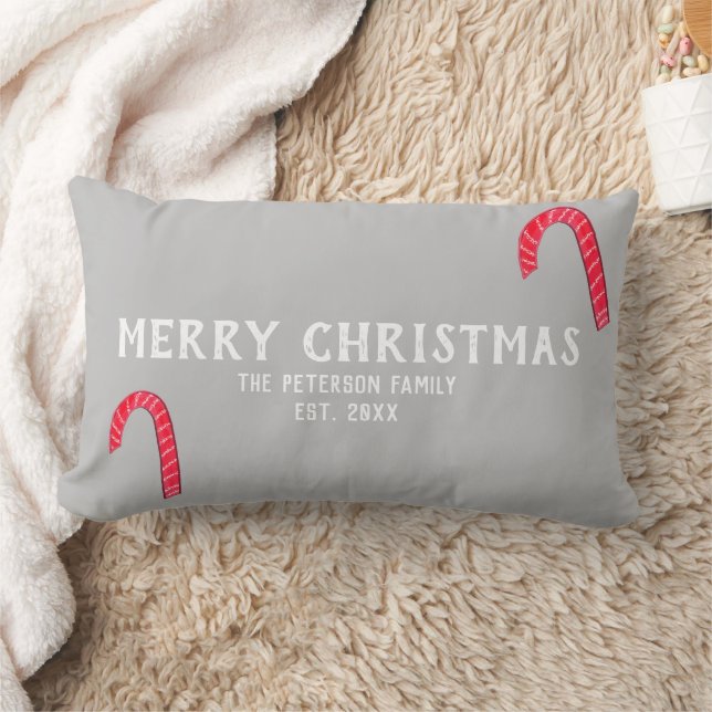 Coussin Rectangle Joie de l'arbre de Noël Canneberges Nom de la fami (Couverture)