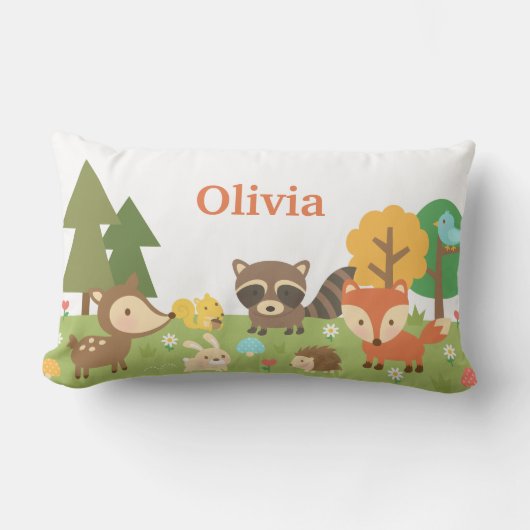 Coussin Rectangle Joli Bois Forêt Animaux Enfants Décor Chambre (Recto)