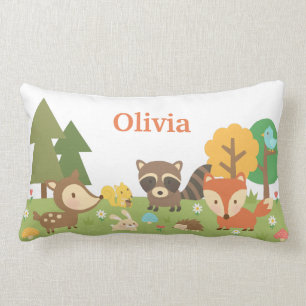 Coussin Rectangle Joli Bois Forêt Animaux Enfants Décor Chambre