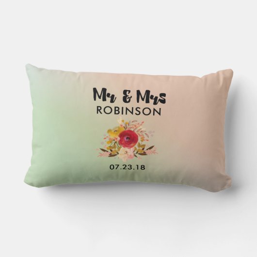 Coussin Rectangle Joli bouquet floral Mariage M & Mme (Verso)