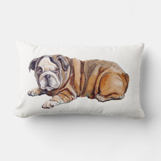 Coussin Rectangle Joli chiot bouledogue blanc (Recto)