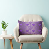 Coussin Rectangle Joli Damassé Cœurs Lavande Violet (Chaise)