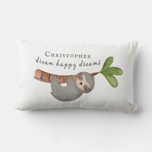 Coussin Rectangle Joli Dream Joy Dreams Enfants Sloth Monogramme (Verso)