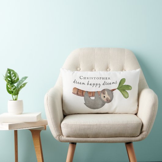 Coussin Rectangle Joli Dream Joy Dreams Enfants Sloth Monogramme (Chaise)