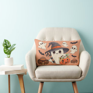 Coussin Rectangle Joli fantôme de Halloween de style Kawaii