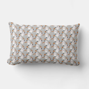 Coussin Rectangle Joli fantôme d'Halloween lutin orange gris confett