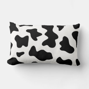 Coussin Rectangle joli imprimé de vache laitière de ferme noir et bl