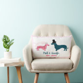 Coussin Rectangle Joli Monogramme Nouveaux mariés Chiens Dachshund R (Chaise)