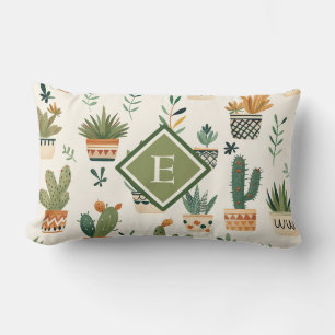 Coussin Rectangle Joli Monogramme Posé Plante sans couture Motif
