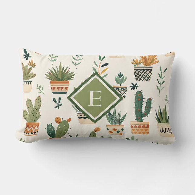 Coussin Rectangle Joli Monogramme Posé Plante sans couture Motif (Recto)