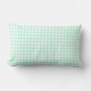 Coussin Rectangle Joli motif à carreaux gingham vert de mer rétro