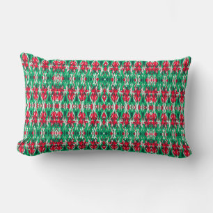 Coussin Rectangle Joli motif aztèque abstrait rouge et vert