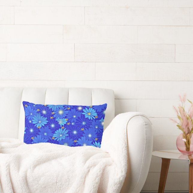 Coussin Rectangle Joli Motif Blue Daisy (Canapé)