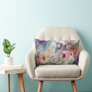 Coussin Rectangle Joli motif botanique floral à l'aquarelle