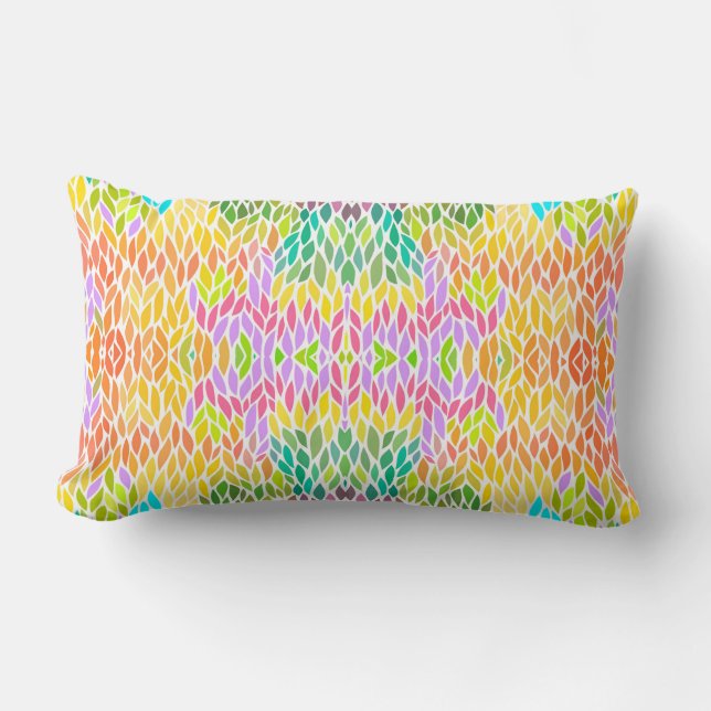 Coussin Rectangle Joli motif feuille coloré (Recto)
