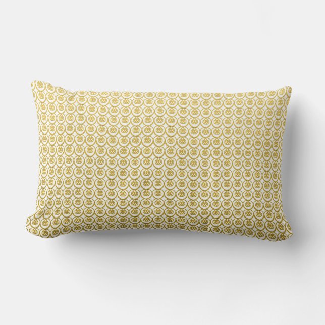 Coussin Rectangle Joli motif jaune doré sur fond blanc (Recto)