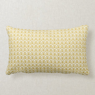 Coussin Rectangle Joli motif jaune doré sur fond blanc