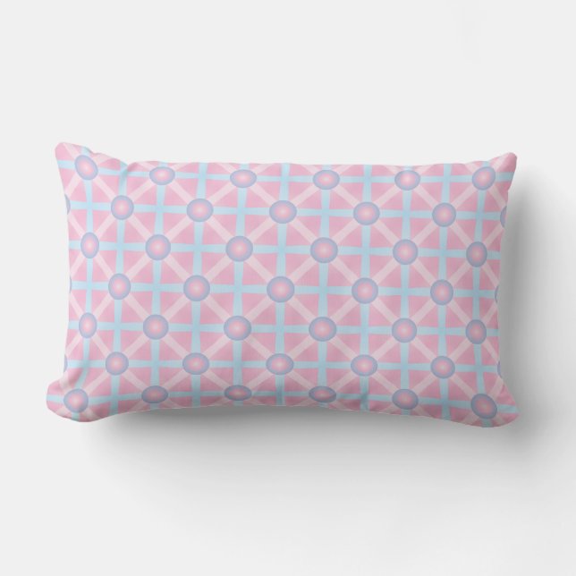 Coussin Rectangle Joli motif rose, violet et bleu clair (Recto)