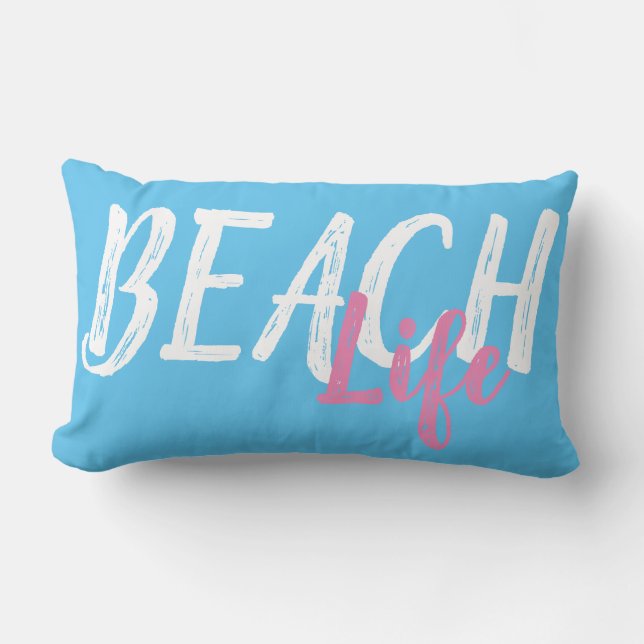 Coussin Rectangle joli nautique BEACH LIFE lettrage | (Recto)