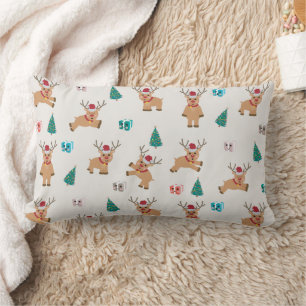 Coussin Rectangle Joli Noël Cerf Noël Cadeaux et Motif d'arbre