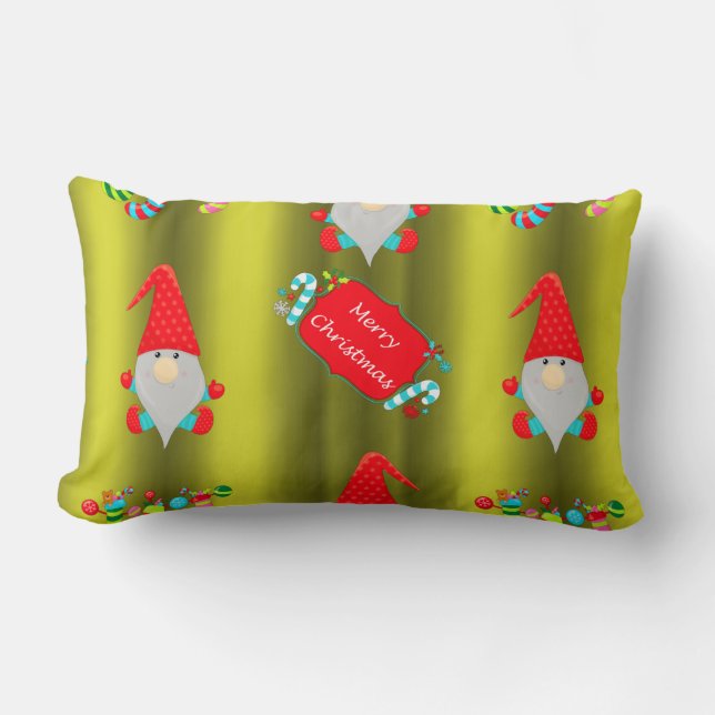 Coussin Rectangle Joli Noël Gnomes Chartreuse Vert Noël (Recto)
