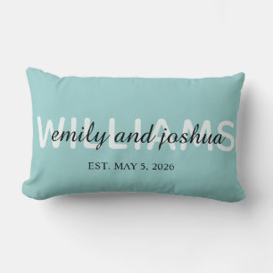 Coussin Rectangle Joli nom et date de mariage jeté de mariage