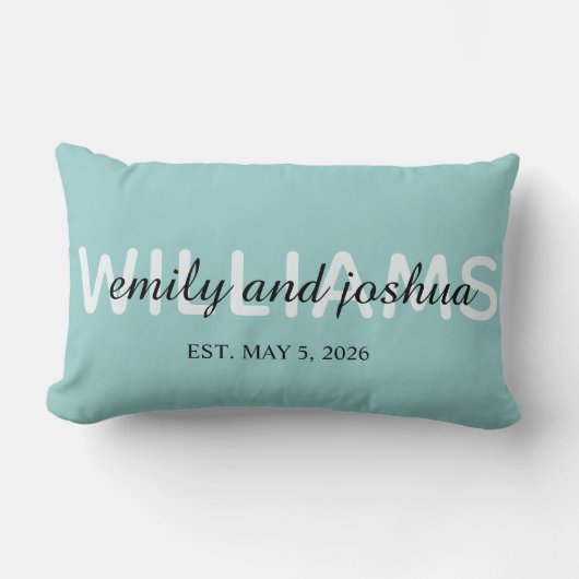 Coussin Rectangle Joli nom et date de mariage jeté de mariage (Recto)
