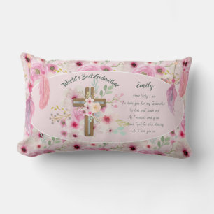 Coussin Rectangle Joli poème personnalisé GODMOTHER rose Floral
