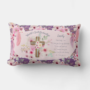 Coussin Rectangle Joli poème personnalisé GODMOTHER rose Floral