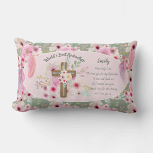 Coussin Rectangle Joli poème personnalisé GODMOTHER rose Floral