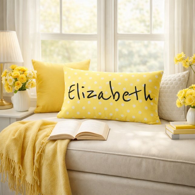 Coussin Rectangle Joli Pois Jaune (Créateur téléchargé)