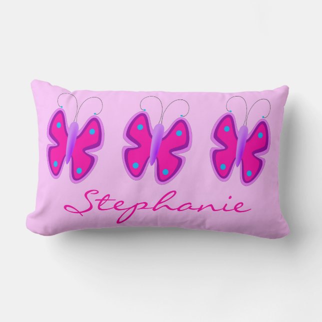 Coussin Rectangle Joli pois rose fait sur commande de papillon pour (Recto)