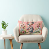 Coussin Rectangle Joli Porcelet Patchwork dans un Jardin Fleuri (Chaise)