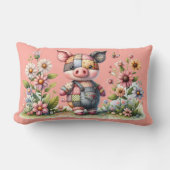 Coussin Rectangle Joli Porcelet Patchwork dans un Jardin Fleuri (Recto)