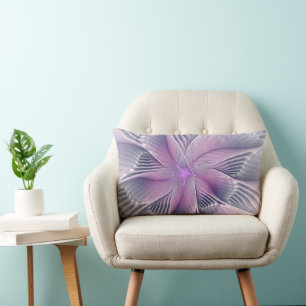 Coussin Rectangle Joli rose Fleur Moderne Abstrait Fractal Art