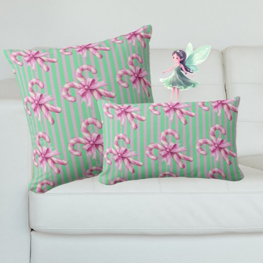 Coussin Rectangle Joli Vert violet rose Sucre de canne Noël