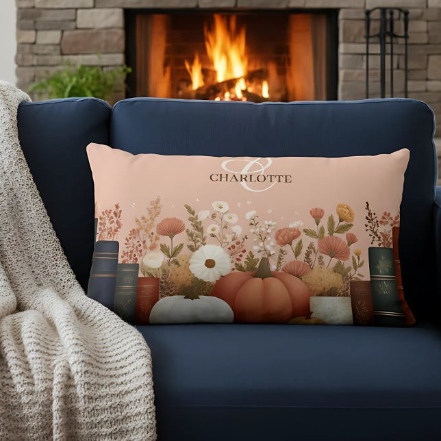 Coussin Rectangle Jolie automne floral livre (Créateur téléchargé)