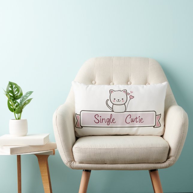 Coussin Rectangle Jolie Célibataire Chat Mignon (Chaise)