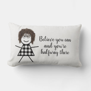 Coussin Rectangle Jolie fille bâton avec cheveux et citation