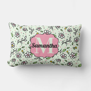 Coussin Rectangle Jolie fleur de marguerite doodle Monogramme motif