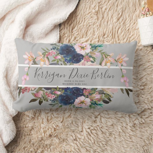 Coussin Rectangle Jolie florale sur mesure Date de naissance Nom de (Couverture)