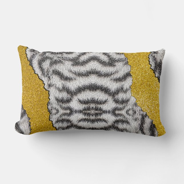 Coussin Rectangle Jolie Impression d'Animal en Cuir Blanc de Tigre & (Recto)