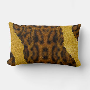Coussin Rectangle Jolie Impression de Léopard en Cuir avec Paillette