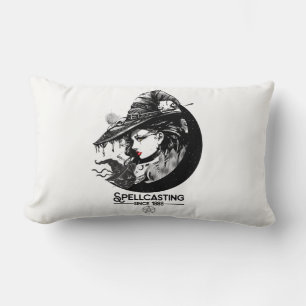 Coussin Rectangle Jolie sorcière et chat noir Wiccan Wicca Espellcas