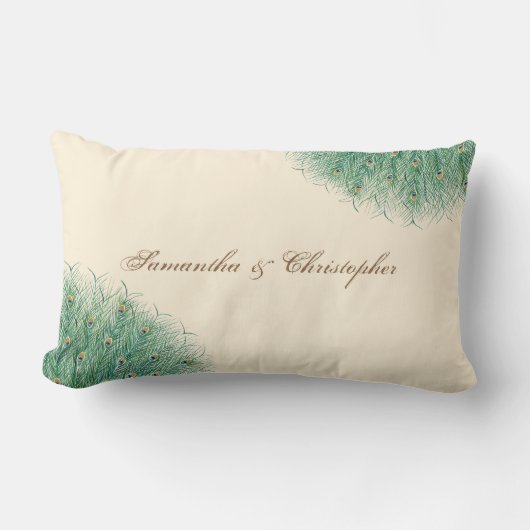 Coussin Rectangle Jolies plumes de paon (Recto)