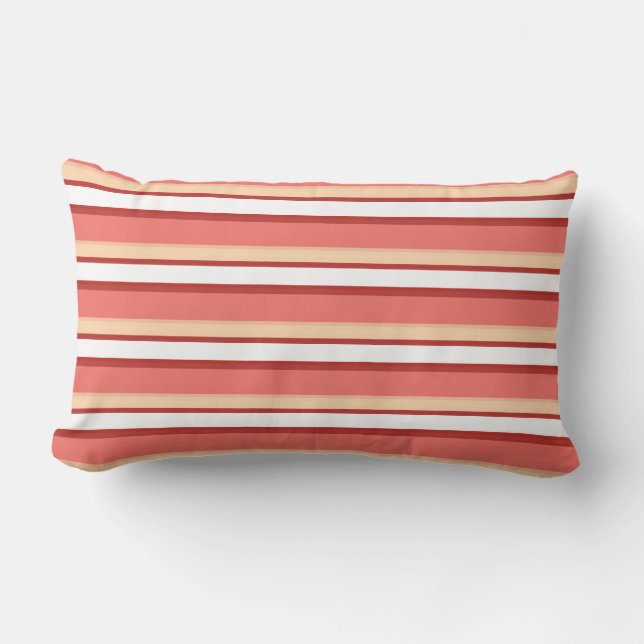 Coussin Rectangle Jolies rayures blanches roses (Recto)