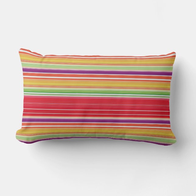 Coussin Rectangle Jolies rayures colorées rouges (Recto)
